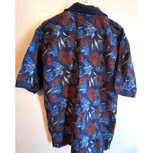 Joe Marlin Polo Shirt Mens Large Blue Floral Short Sleeve - Picture 3 of 11